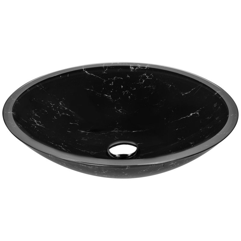 Marbela Series Vessel Sink in Marbled Black