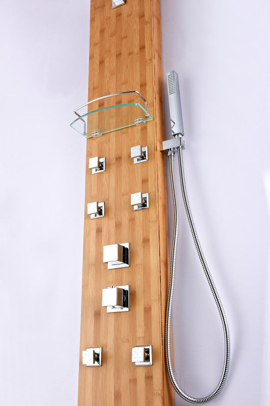 Mansion 60 in. Full Body Shower Panel with Heavy Rain Shower and Spray Wand in Natural Bamboo