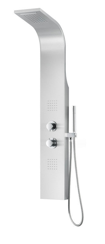 Anchorage 51 in. Full Body Shower Panel with Heavy Rain Shower and Spray Wand in Brushed Steel