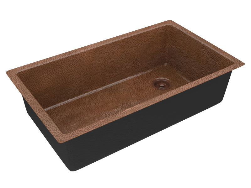 Byzantine Drop-in Handmade Copper 31 in. 0-Hole Single Bowl Kitchen Sink in Hammered Antique Copper