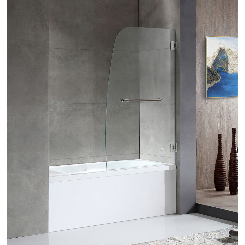Anzzi 5 ft. Acrylic Right Drain Rectangle Tub in White With 34 in. by 58 in. Frameless Hinged Tub Door in Chrome