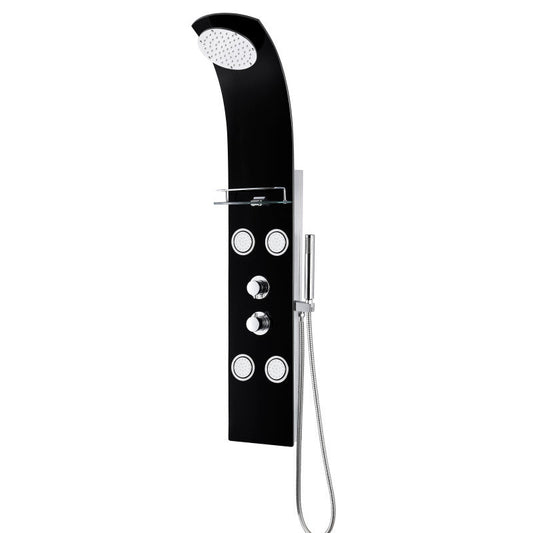 Llano Series 56 in. Full Body Shower Panel System with Heavy Rain Shower and Spray Wand in Black