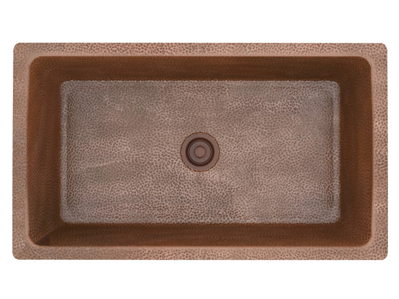 Gilbert Drop-in Handmade Copper 31 in. 0-Hole Single Bowl Kitchen Sink in Hammered Antique Copper