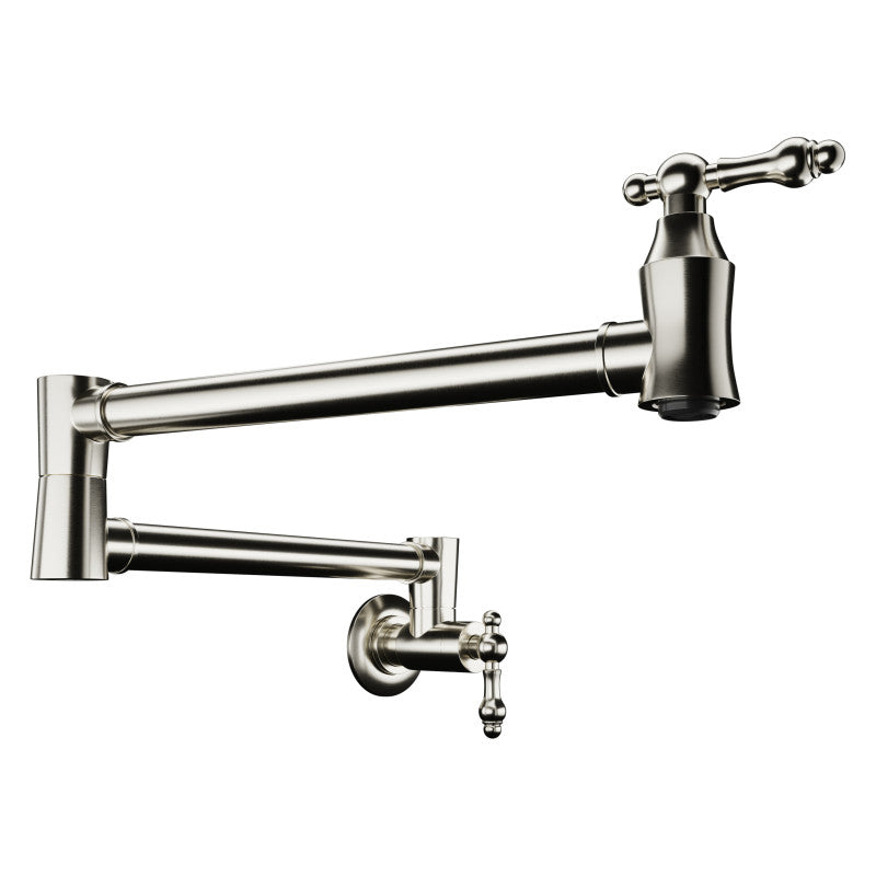Marca 360-Degree 24" Wall Mounted Pot Filler with Dual Swivel in Brushed Nickel