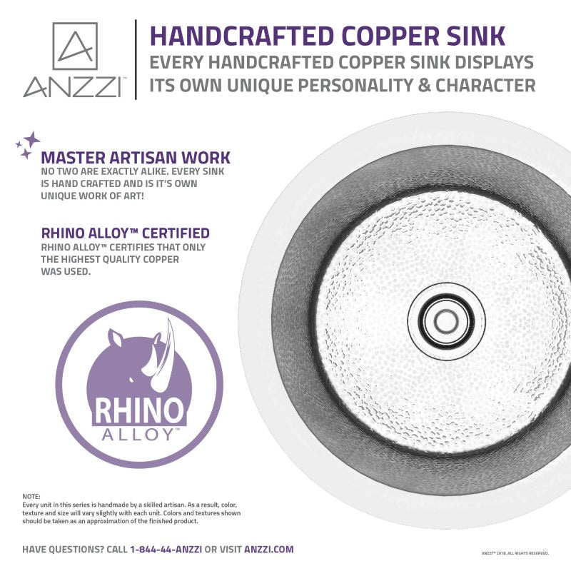 Rumelia Drop-in Handmade Copper 17 in. 0-Hole Single Bowl Kitchen Sink in Hammered Nickel