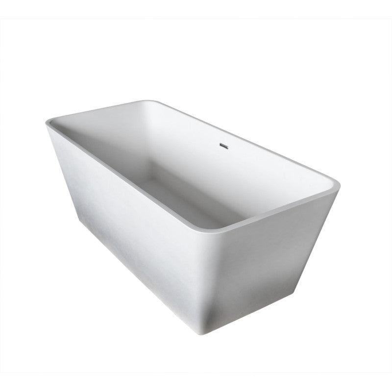 FTAZ501-0044B - Cenere 58.25 in. Solid Surface Soaking Bathtub in White with Angel Faucet in Brushed Nickel