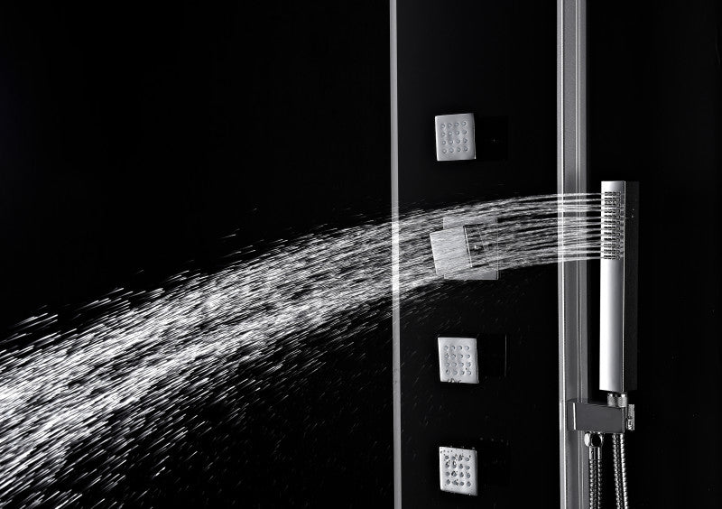 Llano Series 60 in. Full Body Shower Panel System with Heavy Rain Shower and Spray Wand in Black