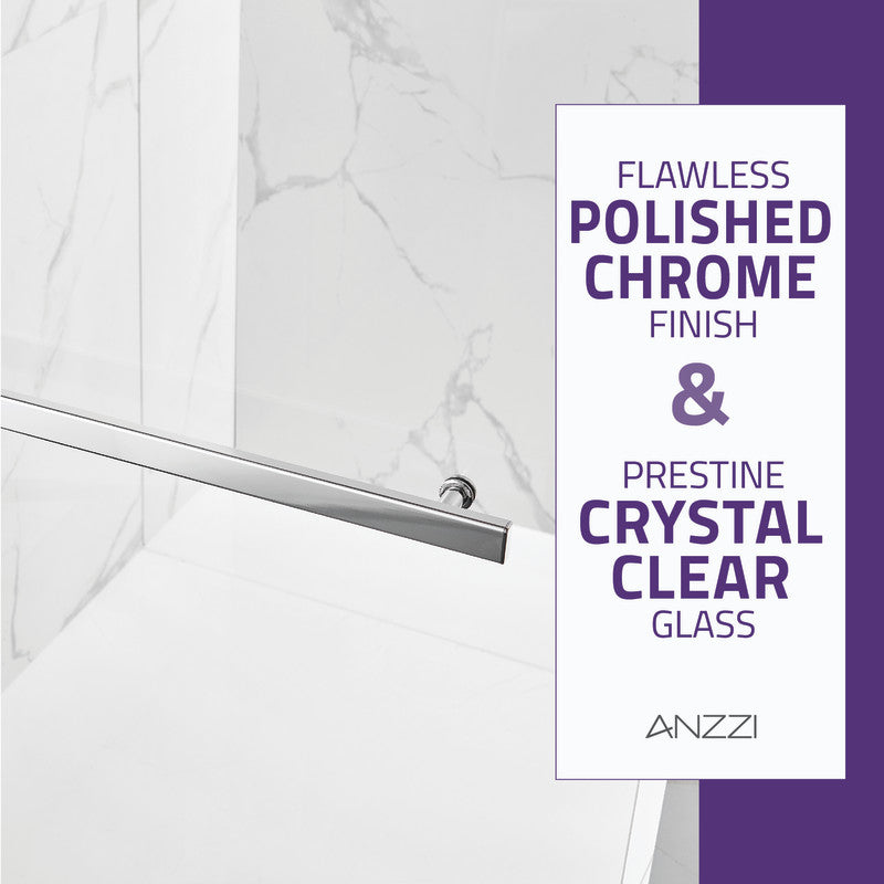 Anzzi 5 ft. Acrylic Left Drain Rectangle Tub in White With 34 in. x 58 in. Frameless Tub Door in Polished Chrome