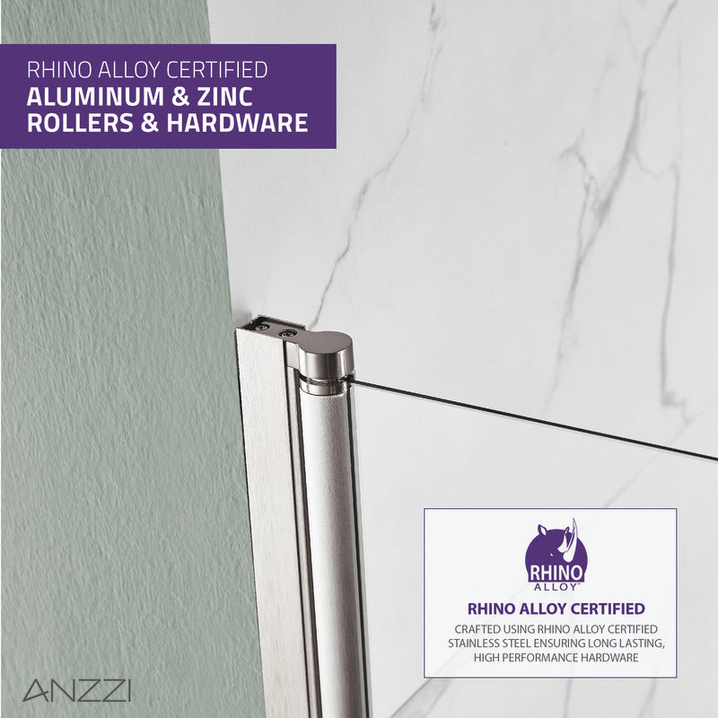 Anzzi 5 ft. Acrylic Right Drain Rectangle Tub in White With 34 in. x 58 in. Frameless Tub Door in Brushed Nickel