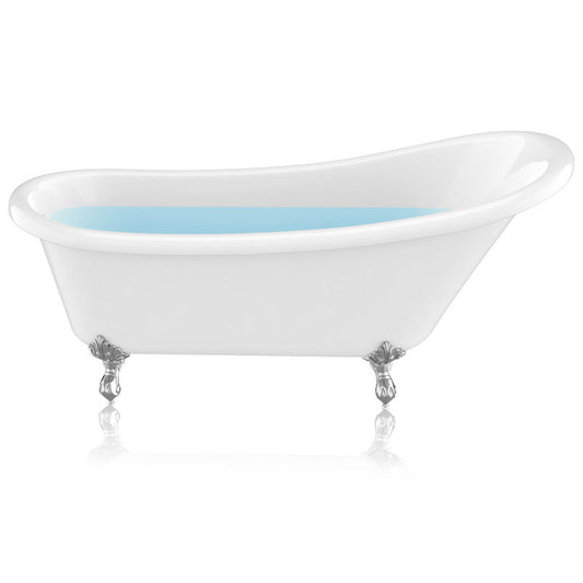 FT-CF131FAFT-CH - 67.32” Diamante Slipper-Style Acrylic Claw Foot Tub in White