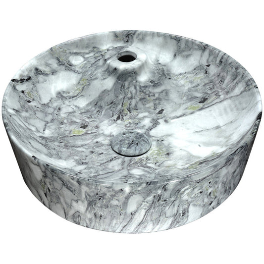 Marbled Series Ceramic Vessel Sink in Marbled Snow Finish