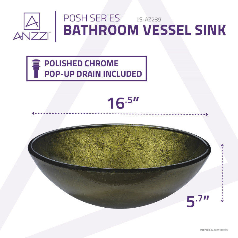 Posh Series Deco-Glass Vessel Sink in Verdure Gold