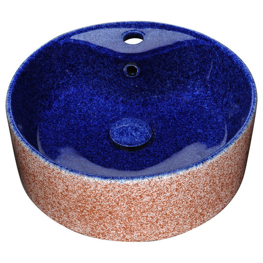 Regal Crown Series Ceramic Vessel Sink in Royal Blue Finish