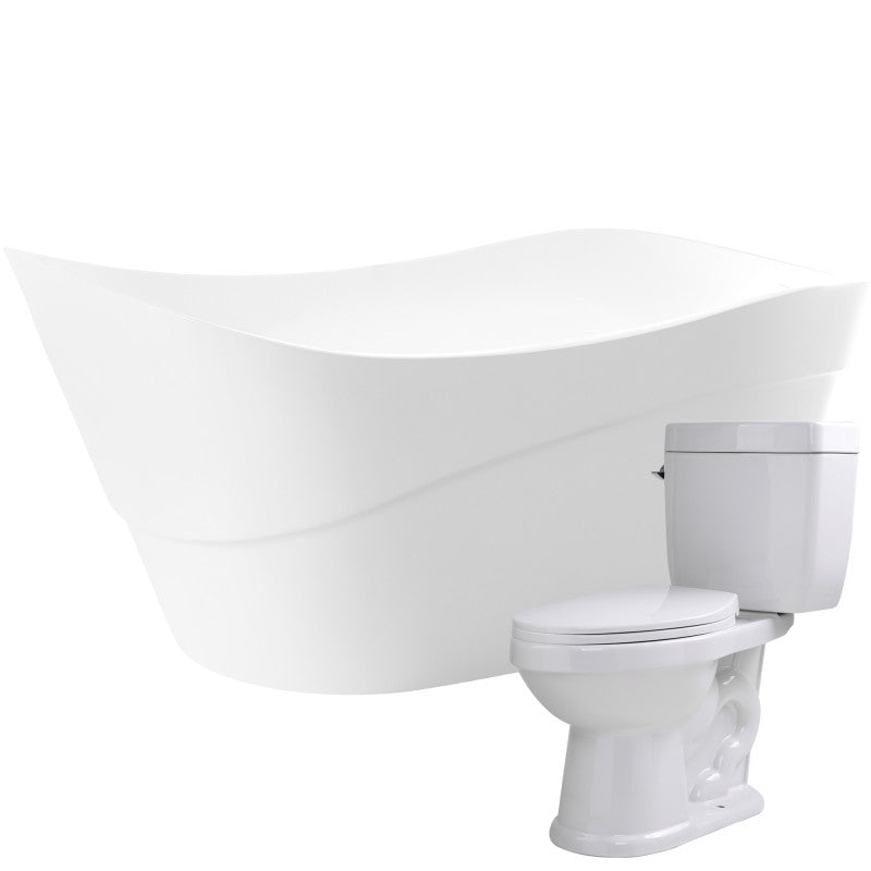 FTAZ094-T065 - Kahl 67 in. Acrylic Flatbottom Non-Whirlpool Bathtub with Talos 2-piece 1.6 GPF Single Flush Toilet