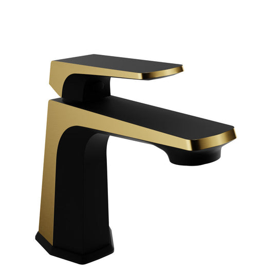 ANZZI Single Handle Single Hole Bathroom Faucet With Pop-up Drain in Matte Black & Brushed Gold