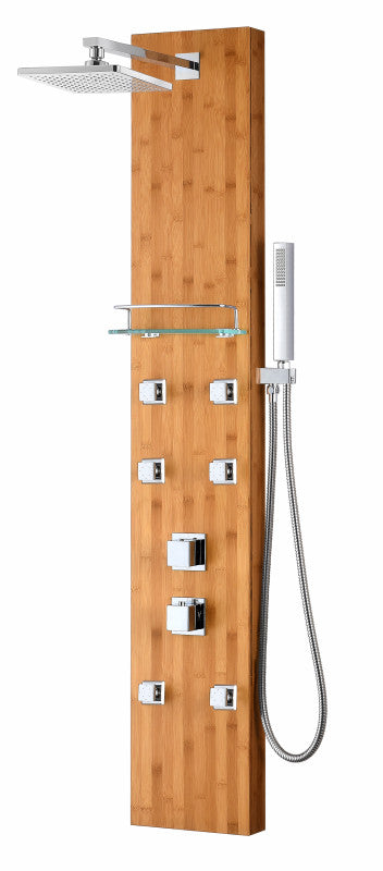 Mansion 60 in. Full Body Shower Panel with Heavy Rain Shower and Spray Wand in Natural Bamboo