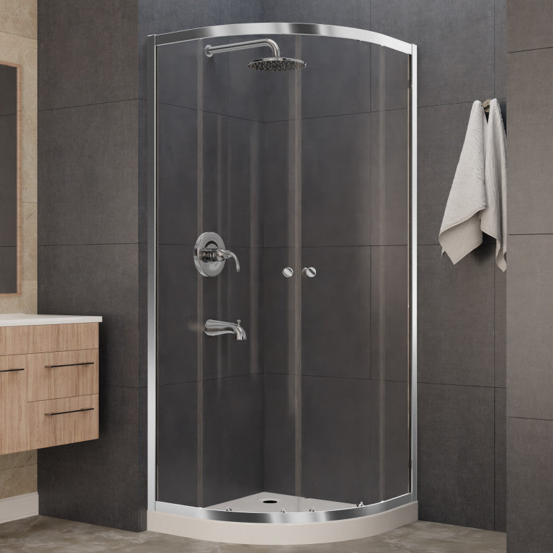 Mare 35 in. x 76 in. Framed Shower Enclosure with TSUNAMI GUARD in Polished Chrome
