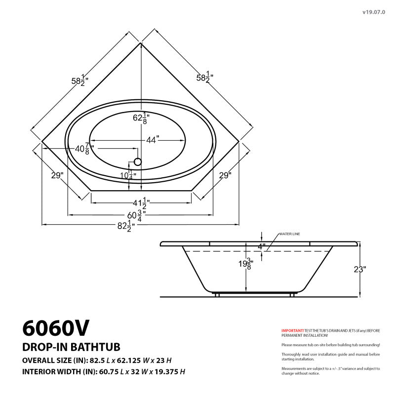 Atlantis Whirlpools Venus 60 x 60 Corner Whirlpool Jetted Bathtub