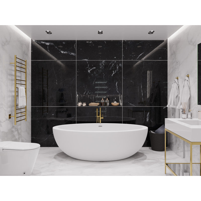 FT-AZ504 - Lusso 6.3 ft. Solid Surface Center Drain Freestanding Bathtub in Matte White