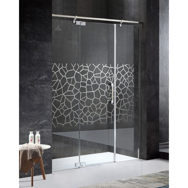 Grove Series Left Side 63 in. x 78.74 in. Semi-Frameless Hinged Shower Door in Chrome with Handle