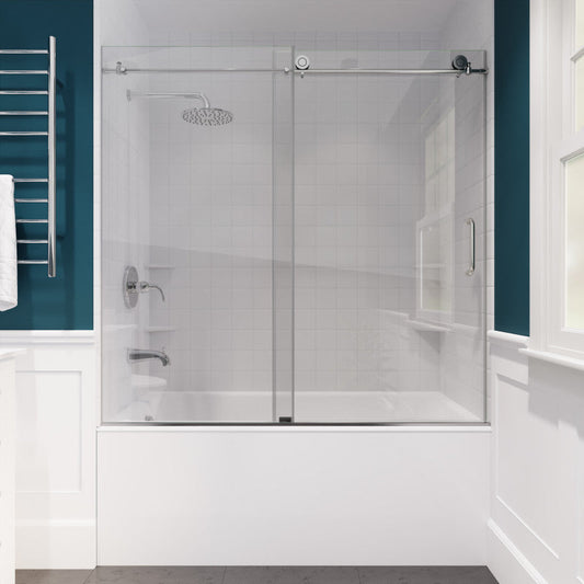 Raymore Series 60 in. x 62 in. Frameless Sliding Tub Door in Polished Chrome