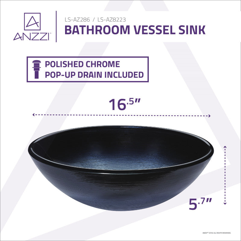 Posh Series Deco-Glass Vessel Sink in Brushed Dusk
