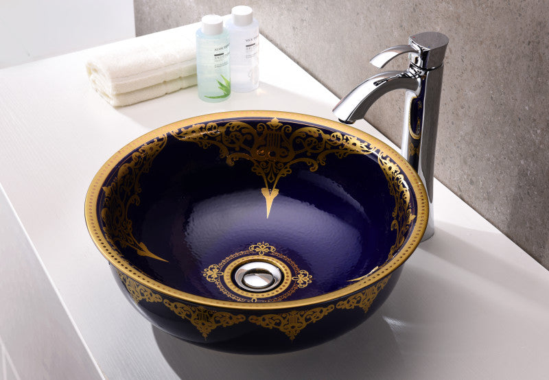 Sauano Series Vessel Sink in Royal Blue
