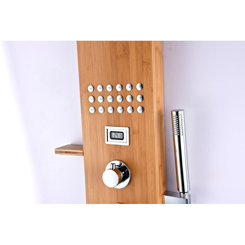 Mansion 60 in. Full Body Shower Panel with Heavy Rain Shower and Spray Wand in Natural Bamboo