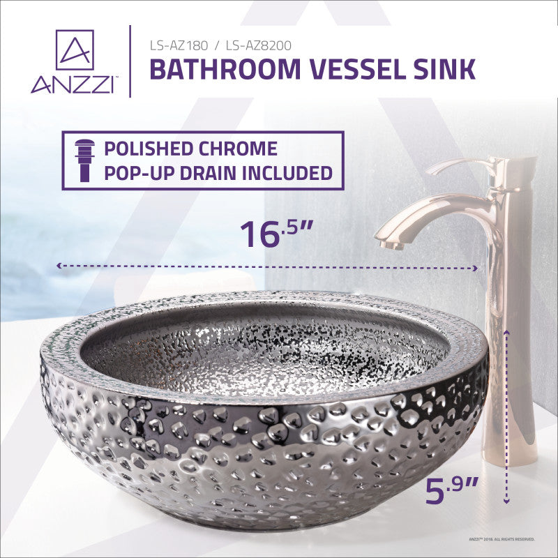 Levi Series Vessel Sink in Speckled Silver