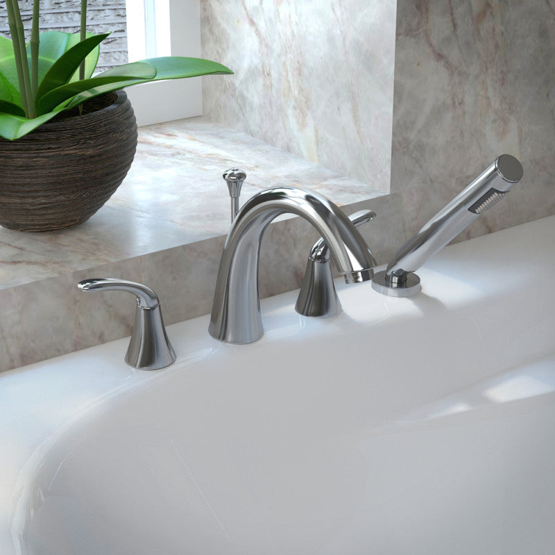 Fawn Series 2-Handle Deck-Mount Roman Tub Faucet with Handheld Sprayer in Polished Chrome