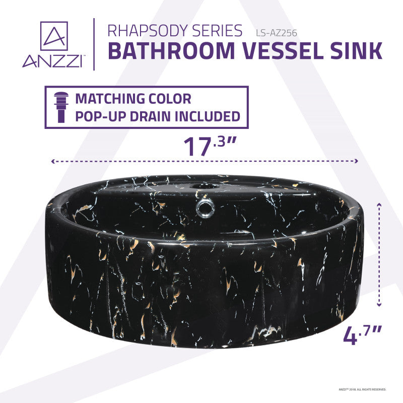 Rhapsody Series Ceramic Vessel Sink in Neolith Marble Finish