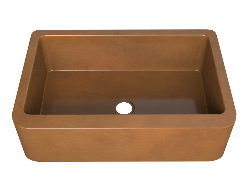 Cyprus Farmhouse Handmade Copper 33 in. 0-Hole Single Bowl Kitchen Sink in Polished Antique Copper