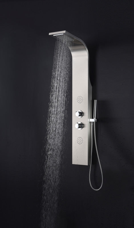 Vanzer 52 in. Full Body Shower Panel with Heavy Rain Shower and Spray Wand in Brushed Steel