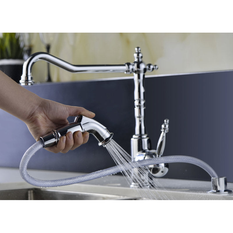 MOORE Undermount 32 in. Double Bowl Kitchen Sink with Locke Faucet in Polished Chrome