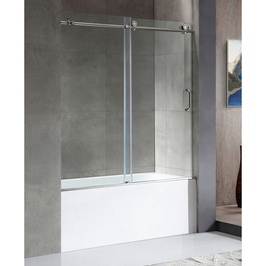 Anzzi 5 ft. Acrylic Right Drain Rectangle Tub in White With 60 in. x 62 in. Frameless Sliding Tub Door in Polished Chrome