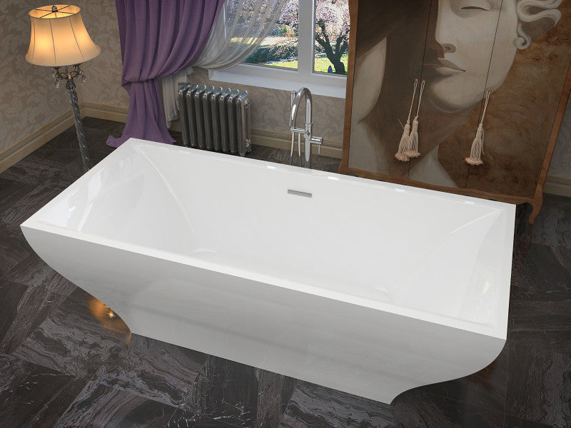 Vision 5.9 ft. Acrylic Center Drain Freestanding Bathtub in Glossy White