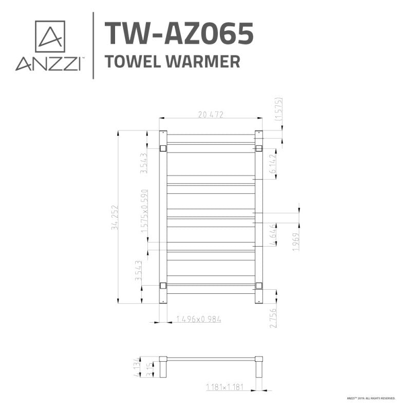 Towel discount warmer dimensions