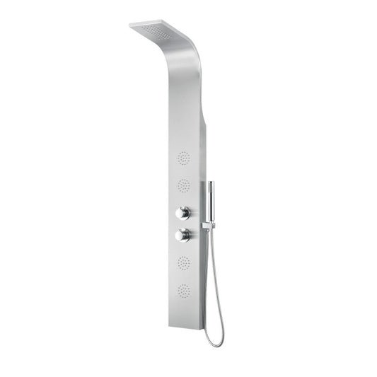 Praire 64 in. Full Body Shower Panel with Heavy Rain Shower and Spray Wand in Brushed Steel