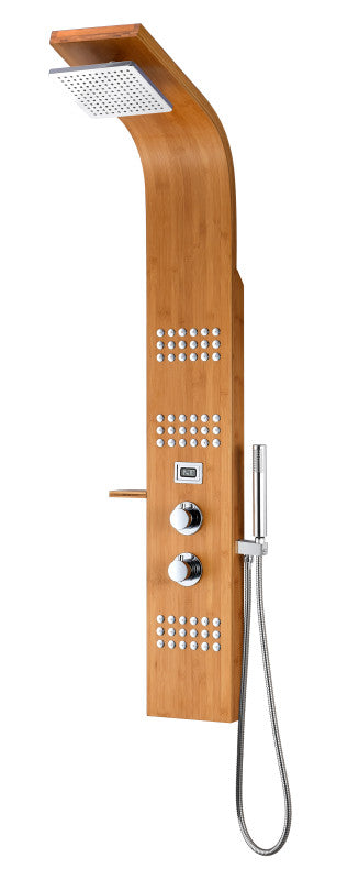Mansion 60 in. Full Body Shower Panel with Heavy Rain Shower and Spray Wand in Natural Bamboo